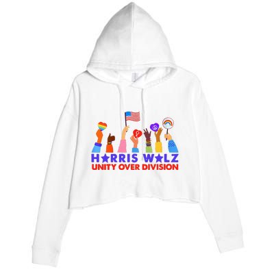 Kamala Harris Tim Walz Walz Boho Aesthetic Crop Fleece Hoodie