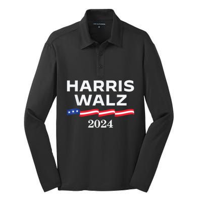 Kamala Harris Tim Walz Waltz Silk Touch Performance Long Sleeve Polo