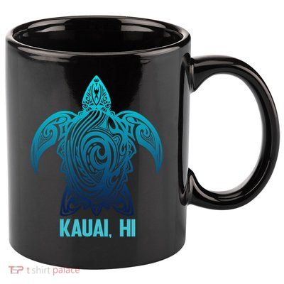 Kauai Hawaii Tribal Sea Turtle Hawaiian Surfer Scuba Diving 11oz C Handle Ceramic Mug