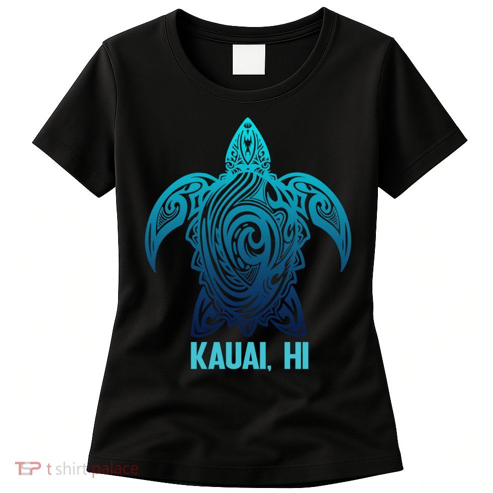 Kauai Hawaii Tribal Sea Turtle Hawaiian Surfer Scuba Diving Womens T-Shirt