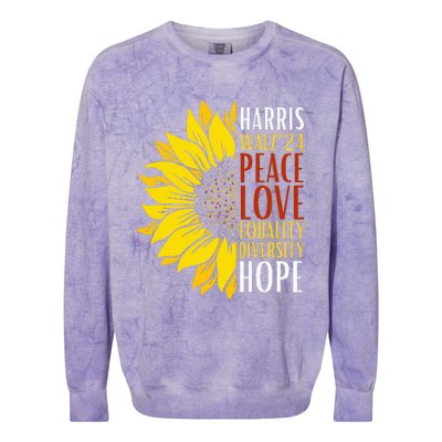 Kamala Harris Tim Walz 24 Peace Love Equality Diversity Hope Lgbt Colorblast Crewneck Sweatshirt