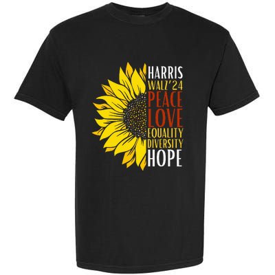 Kamala Harris Tim Walz 24 Peace Love Equality Diversity Hope Lgbt Garment-Dyed Heavyweight T-Shirt