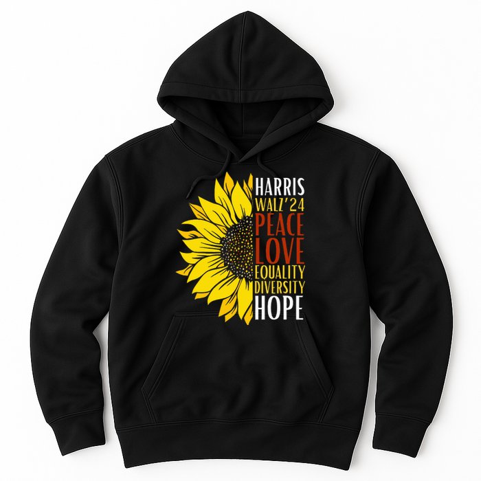 Kamala Harris Tim Walz 24 Peace Love Equality Diversity Hope Lgbt Hoodie