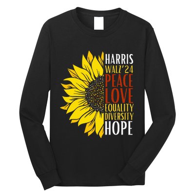 Kamala Harris Tim Walz 24 Peace Love Equality Diversity Hope Lgbt Long Sleeve Shirt