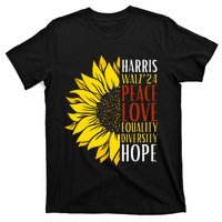 Kamala Harris Tim Walz 24 Peace Love Equality Diversity Hope Lgbt T-Shirt