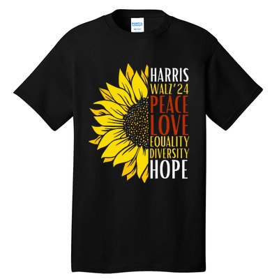 Kamala Harris Tim Walz 24 Peace Love Equality Diversity Hope Lgbt Tall T-Shirt