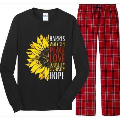 Kamala Harris Tim Walz 24 Peace Love Equality Diversity Hope Lgbt Long Sleeve Pajama Set