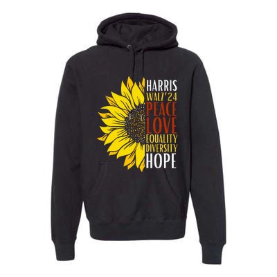 Kamala Harris Tim Walz 24 Peace Love Equality Diversity Hope Lgbt Premium Hoodie