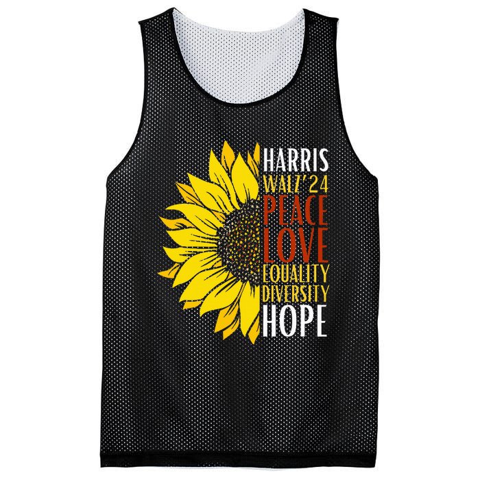 Kamala Harris Tim Walz 24 Peace Love Equality Diversity Hope Lgbt Mesh Reversible Basketball Jersey Tank