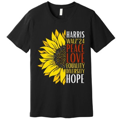 Kamala Harris Tim Walz 24 Peace Love Equality Diversity Hope Lgbt Premium T-Shirt