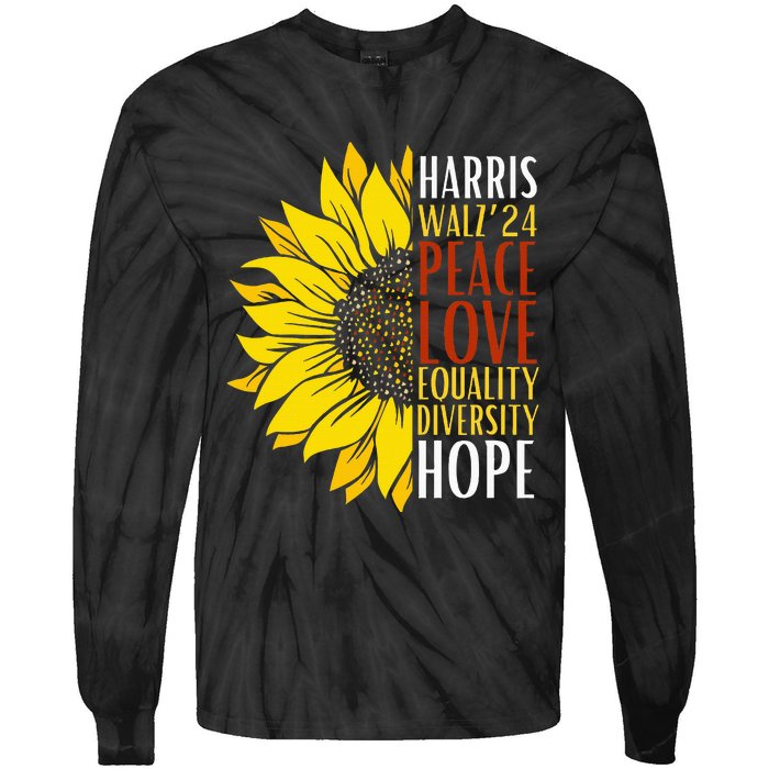 Kamala Harris Tim Walz 24 Peace Love Equality Diversity Hope Lgbt Tie-Dye Long Sleeve Shirt