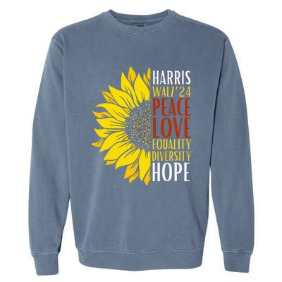 Kamala Harris Tim Walz 24 Peace Love Equality Diversity Hope Lgbt Garment-Dyed Sweatshirt