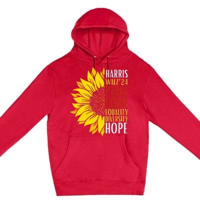 Kamala Harris Tim Walz 24 Peace Love Equality Diversity Hope Lgbt Premium Pullover Hoodie