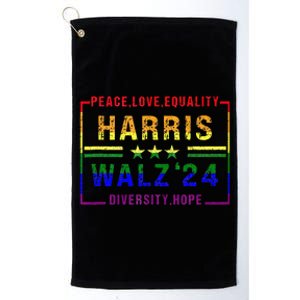 Kamala Harris Tim Walz 2024 Peace Lgbt Harris Walz Waltz Platinum Collection Golf Towel