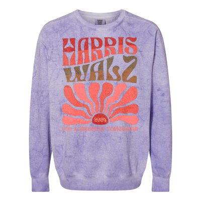 Kamala Harris Tim Walz 2024 Boho Aesthetic Harris Waltz 2024 Colorblast Crewneck Sweatshirt