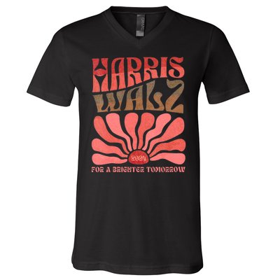 Kamala Harris Tim Walz 2024 Boho Aesthetic Harris Waltz 2024 V-Neck T-Shirt