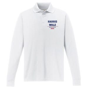 Kamala Harris Tim Walz 2024 Performance Long Sleeve Polo