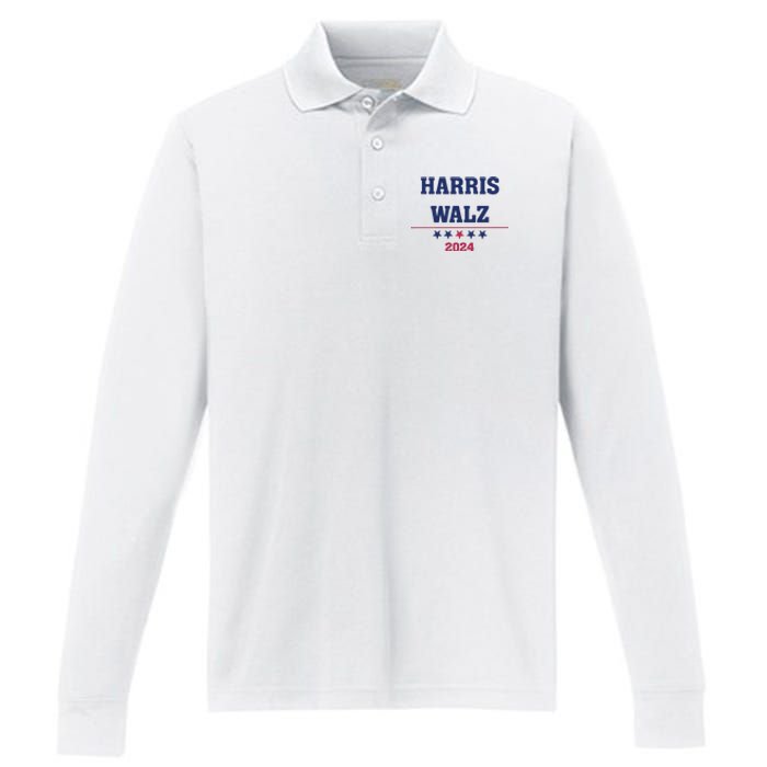 Kamala Harris Tim Walz 2024 Performance Long Sleeve Polo