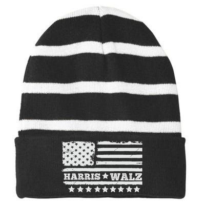 Kamala Harris Tim Walz Waltz Striped Beanie with Solid Band