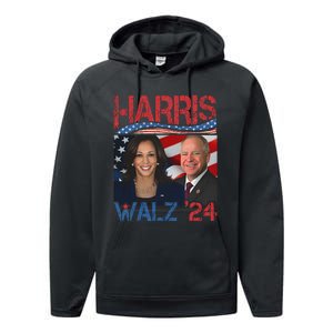 Kamala Harris Tim Walz Waltz Performance Fleece Hoodie