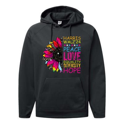 Kamala Harris Tim Walz 2024 Peace Lgbt Performance Fleece Hoodie