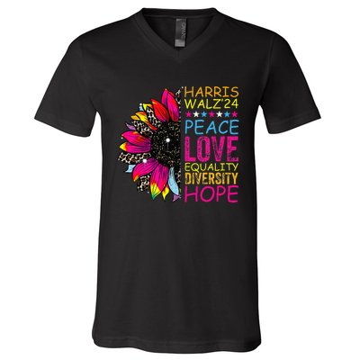 Kamala Harris Tim Walz 2024 Peace Lgbt V-Neck T-Shirt