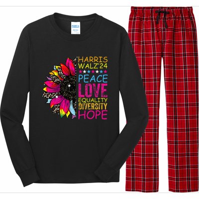 Kamala Harris Tim Walz 2024 Peace Lgbt Long Sleeve Pajama Set