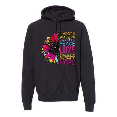 Kamala Harris Tim Walz 2024 Peace Lgbt Premium Hoodie