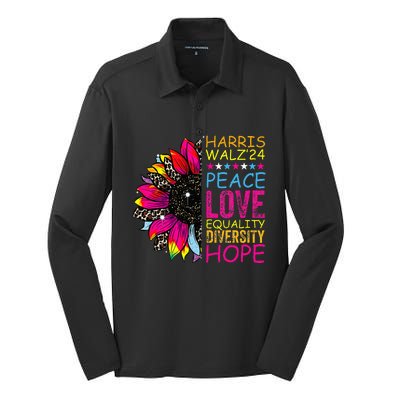 Kamala Harris Tim Walz 2024 Peace Lgbt Silk Touch Performance Long Sleeve Polo