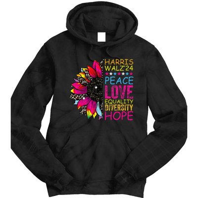 Kamala Harris Tim Walz 2024 Peace Lgbt Tie Dye Hoodie