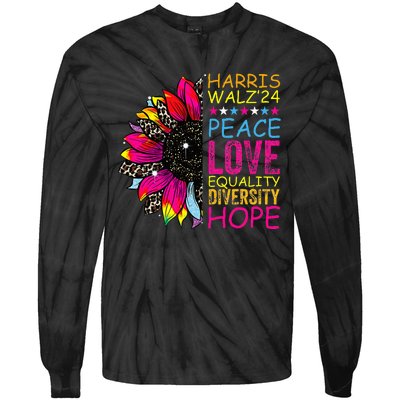 Kamala Harris Tim Walz 2024 Peace Lgbt Tie-Dye Long Sleeve Shirt