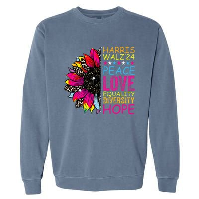 Kamala Harris Tim Walz 2024 Peace Lgbt Garment-Dyed Sweatshirt