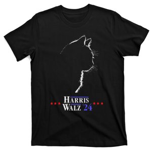 Kamala Harris Tim Walz 2024 Cat Profile For Cat Ladies T-Shirt