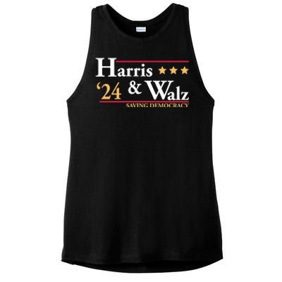 Kamala Harris Tim Walz Saving Democracy Election Campaign Gift Ladies PosiCharge Tri-Blend Wicking Tank