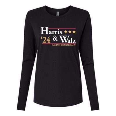 Kamala Harris Tim Walz Saving Democracy Election Campaign Gift Womens Cotton Relaxed Long Sleeve T-Shirt