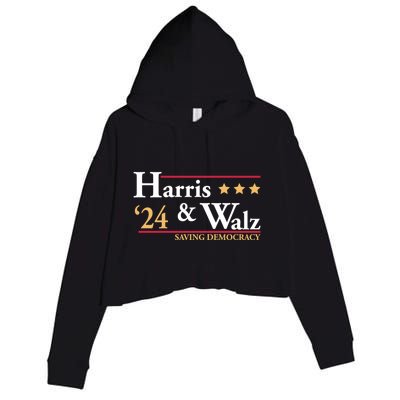 Kamala Harris Tim Walz Saving Democracy Election Campaign Gift Crop Fleece Hoodie