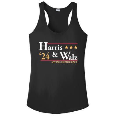 Kamala Harris Tim Walz Saving Democracy Election Campaign Gift Ladies PosiCharge Competitor Racerback Tank