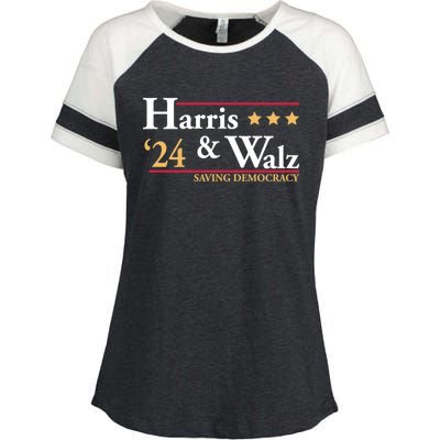 Kamala Harris Tim Walz Saving Democracy Election Campaign Gift Enza Ladies Jersey Colorblock Tee