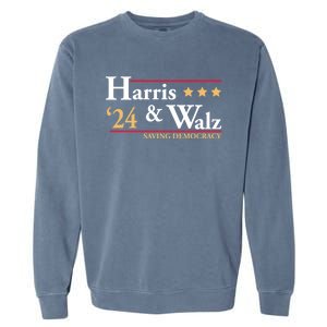 Kamala Harris Tim Walz Saving Democracy Election Campaign Gift Garment-Dyed Sweatshirt