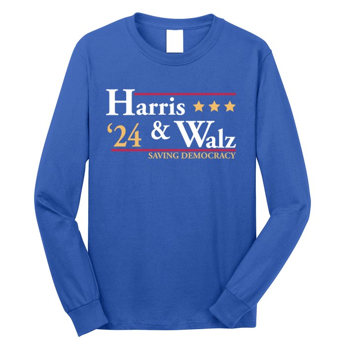 Kamala Harris Tim Walz Saving Democracy Election Campaign Gift Long Sleeve Shirt