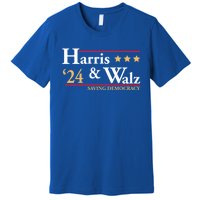 Kamala Harris Tim Walz Saving Democracy Election Campaign Gift Premium T-Shirt