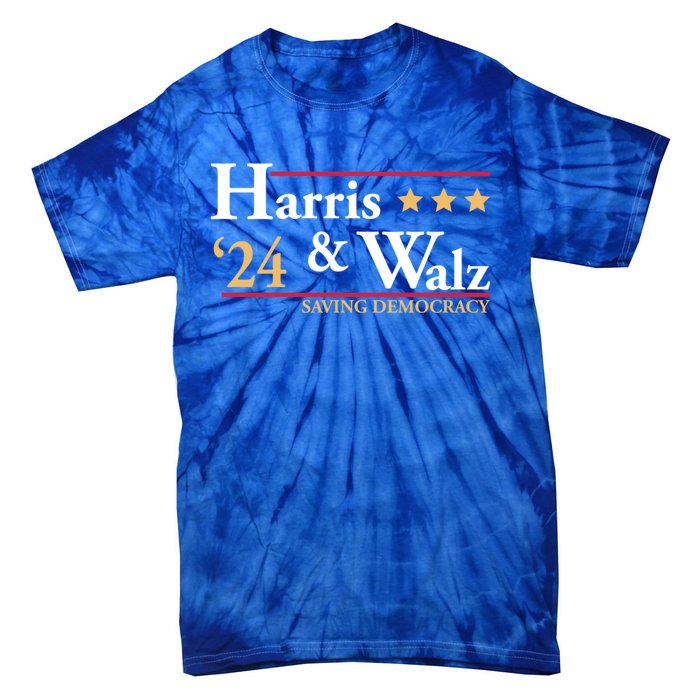 Kamala Harris Tim Walz Saving Democracy Election Campaign Gift Tie-Dye T-Shirt