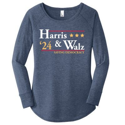 Kamala Harris Tim Walz Saving Democracy Election Campaign Gift Women's Perfect Tri Tunic Long Sleeve Shirt