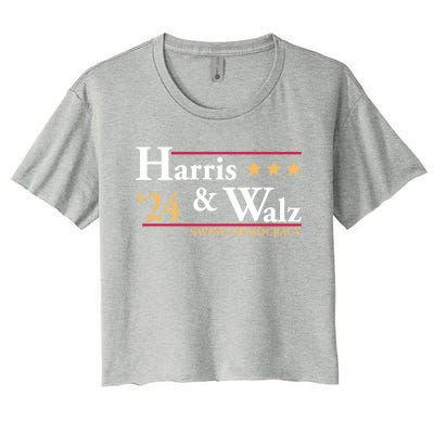 Kamala Harris Tim Walz Saving Democracy Election Campaign Gift Women's Crop Top Tee