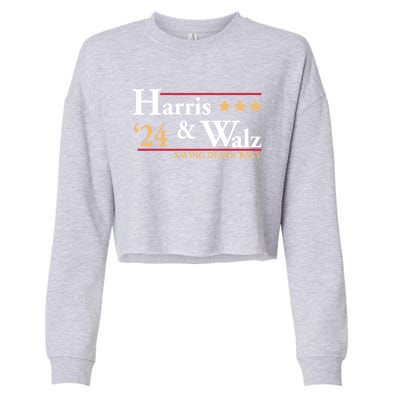 Kamala Harris Tim Walz Saving Democracy Election Campaign Gift Cropped Pullover Crew