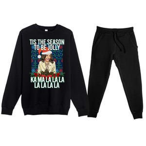 Kamala Harris Ugly Christmas Sweater Funny Tis The Season Great Gift Premium Crewneck Sweatsuit Set