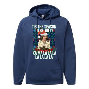 Kamala Harris Ugly Christmas Sweater Funny Tis The Season Great Gift Performance Fleece Hoodie