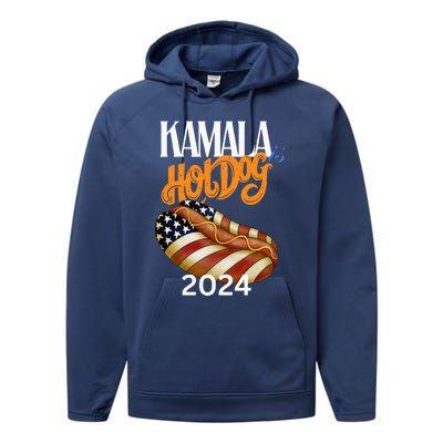 Kamala Harris Usa Election 2024 President Kamala Is Hot Dog Performance Fleece Hoodie