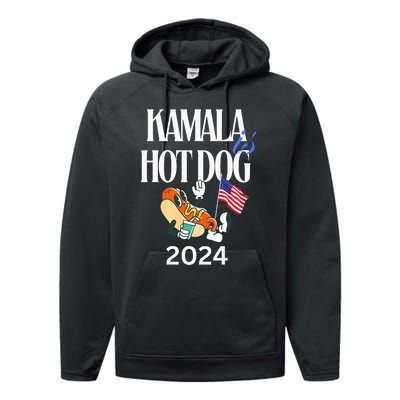 Kamala Harris Usa Election 2024 President Kamala Is Hot Dog Performance Fleece Hoodie