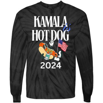 Kamala Harris Usa Election 2024 President Kamala Is Hot Dog Tie-Dye Long Sleeve Shirt